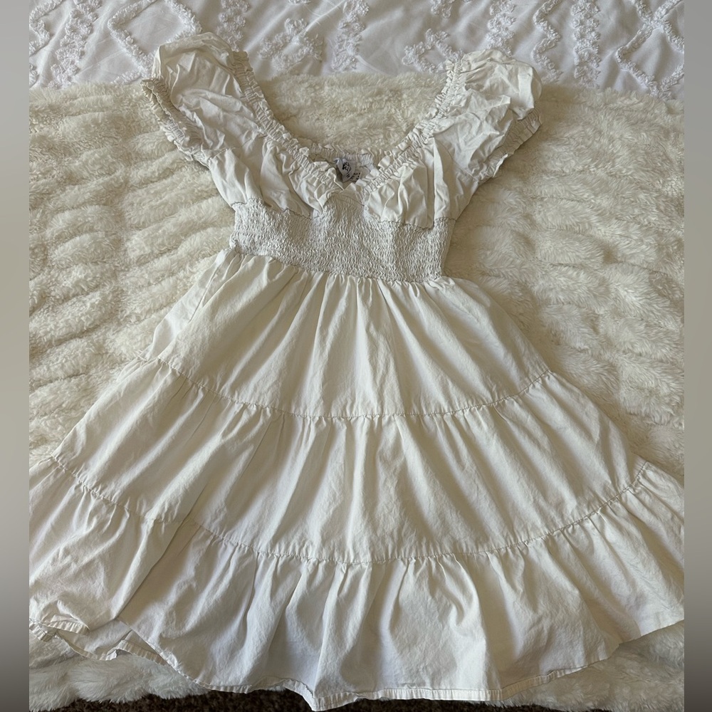 Princess Polly White Ruffle Tiered Dress size 4